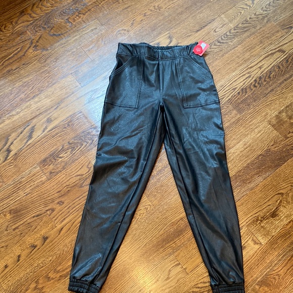 SPANX Pants & Jumpsuits Black Leather Spanx Joggers Poshmark